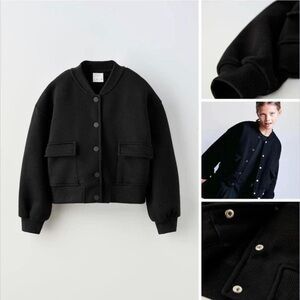 Zara Kids bomber jacket button down unisex girls boys cotton pockets casual